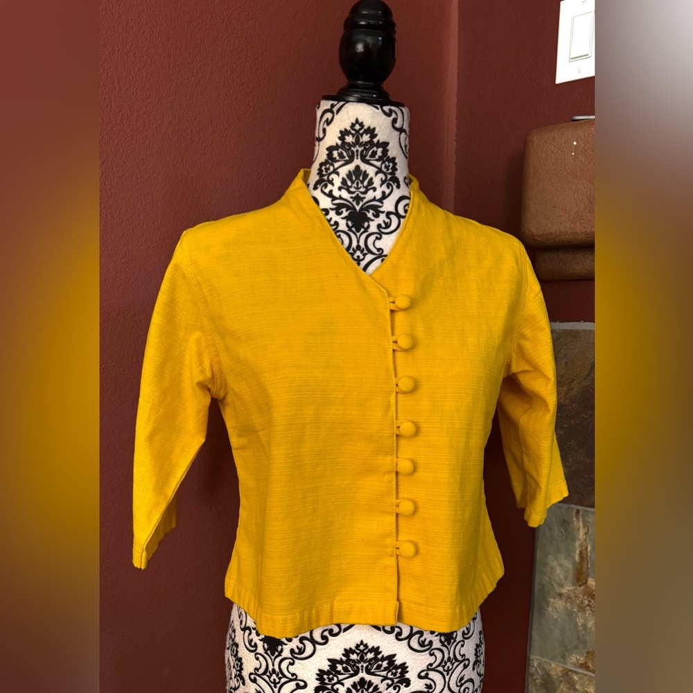 Vibrant Yellow Button-Up Top